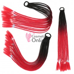 Coada de par afro impletita Premium de 60 cm ombre, set 12 bucati Brunet cu Rosu 2Z1#